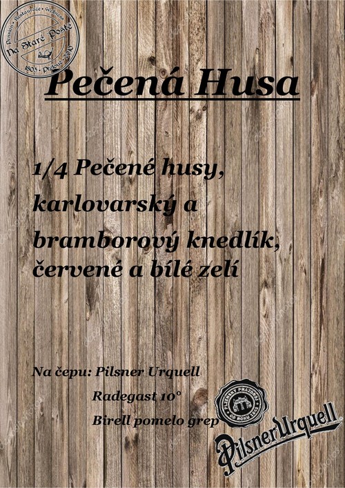 Nabízíme vám od 7.11. Pečenou husu až do vyprodání zásob pro rezervaci volejte na tel.: 602